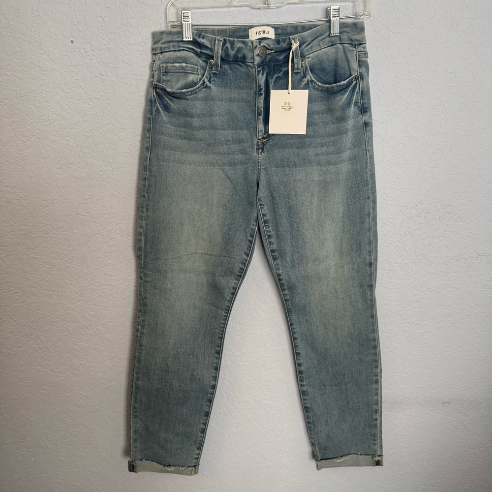 Pistola Aline High Rise Raw Hem Blue Jeans Size 30
